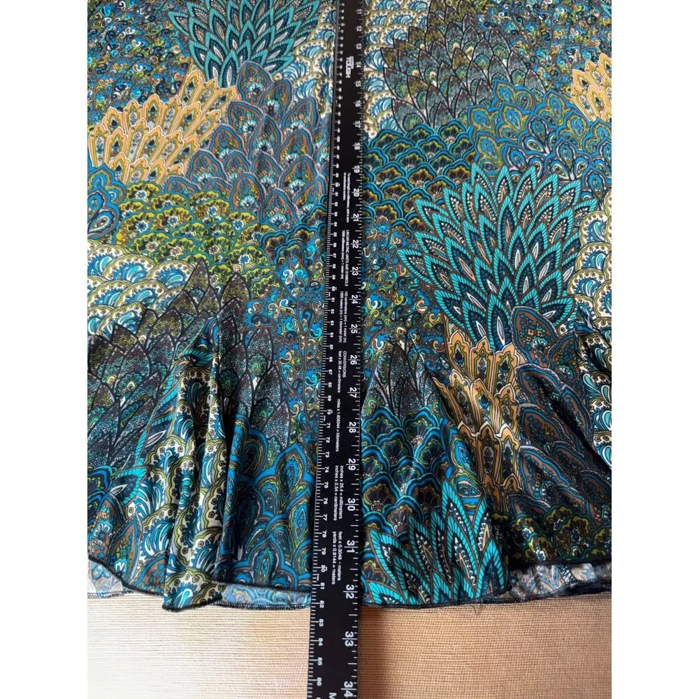 Perseption Women Skirt, Multicolored Green, Blue, Tan, Size, 1X